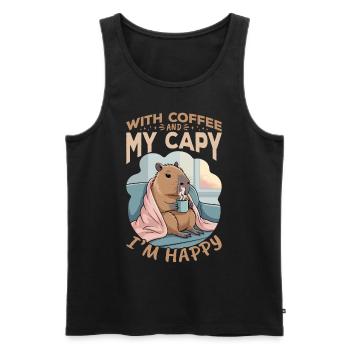 Capybara Coffee - Männer Premium Bio Tank Top - Schwarz - Vorne - AI Model Male 178 light (178cm)