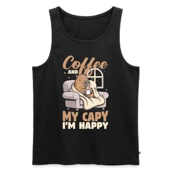 Capybara Coffee - Männer Premium Bio Tank Top - Schwarz - Vorne - AI Model Male 178 light (178cm)