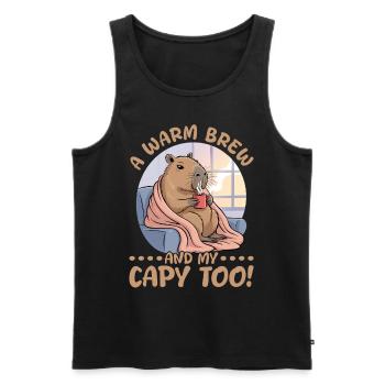 Capybara Coffee - Männer Premium Bio Tank Top - Schwarz - Vorne - AI Model Male 178 light (178cm)