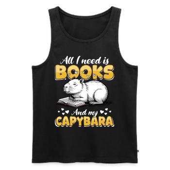 Livres de lecture Capybara - Débardeur bio Premium Homme - noir - Devant - Michal (187cm)