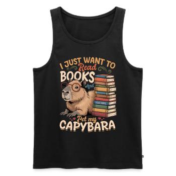 Livres de lecture Capybara - Débardeur bio Premium Homme - noir - Devant - Michal (187cm)