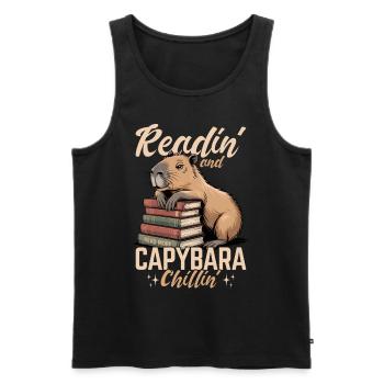 Livres de lecture Capybara - Débardeur bio Premium Homme - noir - Devant - Michal (187cm)