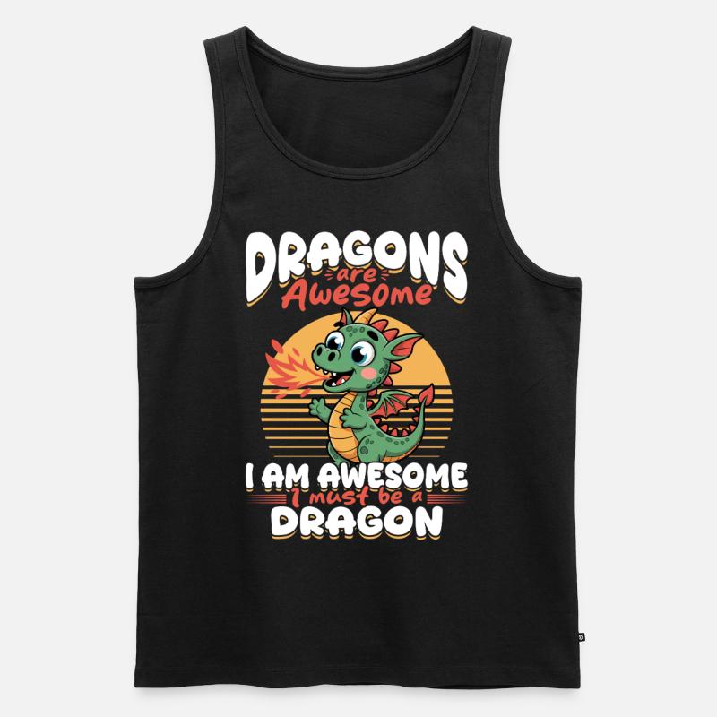 Fantasy Dragons Mythical Creatures - Männer Premium Bio Tank Top - Schwarz