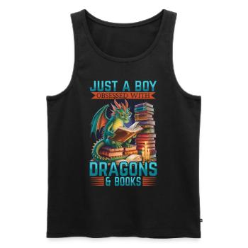 Fantasy Book reading Mythical Creatures - Männer Premium Bio Tank Top - Schwarz - Vorne - AI Model Male 178 light (178cm)