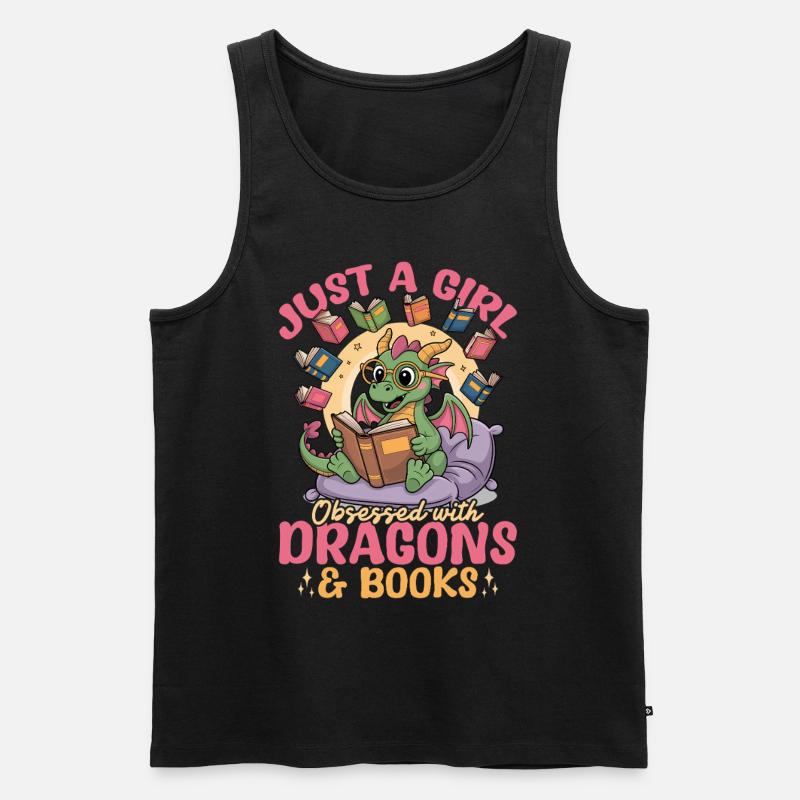 Fantasy Book reading Mythical Creatures - Männer Premium Bio Tank Top - Schwarz