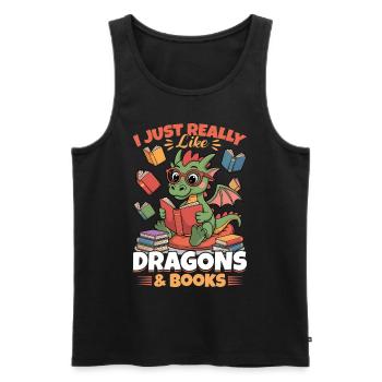 Fantasy Book reading Mythical Creatures - Männer Premium Bio Tank Top - Schwarz - Vorne - AI Model Male 178 light (178cm)
