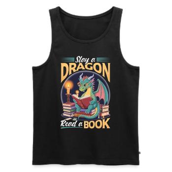 Fantasy Book reading Mythical Creatures - Männer Premium Bio Tank Top - Schwarz - Vorne - AI Model Male 178 light (178cm)