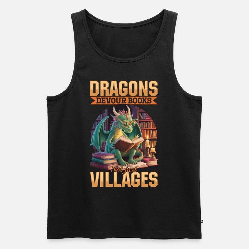 Fantasy Book reading Mythical Creatures - Männer Premium Bio Tank Top - Schwarz