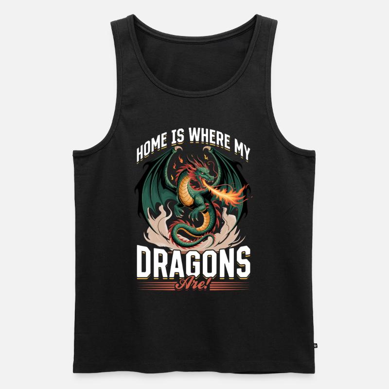 Fantasy Dragon Mythical Creatures - Männer Premium Bio Tank Top - Schwarz