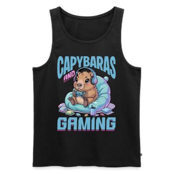 Gamer Gaming Capybara Video Game - Männer Premium Bio Tank Top - Schwarz - Vorne - Michal (187cm)
