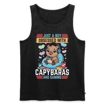 Gamer Gaming Capybara Video Game - Männer Premium Bio Tank Top - Schwarz - Vorne - Michal (187cm)