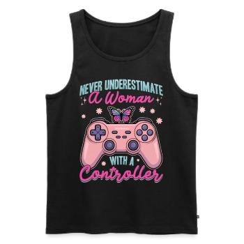 Gamer Gaming Controller Jeu Vidéo - Débardeur bio Premium Homme - noir - Devant - Michal (187cm)