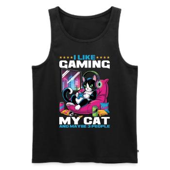 Gamer Gaming Cat Video Game - Men's Premium Organic Tank Top - black - Front - AI Model Male 178 light (178cm)