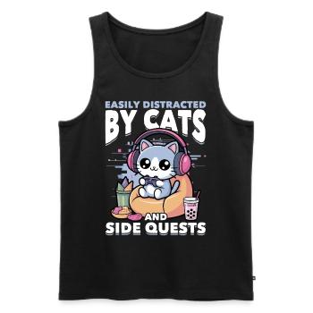 Gamer Gaming Cat Video Game - Men's Premium Organic Tank Top - black - Front - AI Model Male 178 light (178cm)
