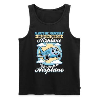 Airplane Kids Travel Pilot Toddler - Men's Premium Organic Tank Top - black - Front - AI Model Male 178 light (178cm)