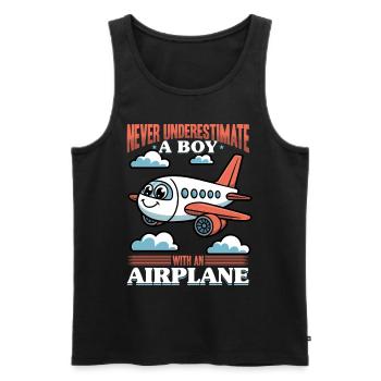 Airplane Kids Travel Pilot Toddler - Men's Premium Organic Tank Top - black - Front - AI Model Male 178 light (178cm)