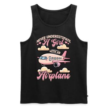 Airplane Kids Travel Pilot Toddler - Men's Premium Organic Tank Top - black - Front - AI Model Male 178 light (178cm)