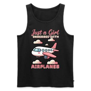 Airplane Kids Travel Pilot Toddler - Men's Premium Organic Tank Top - black - Front - AI Model Male 178 light (178cm)