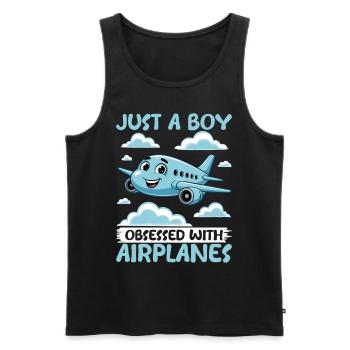 Avion Enfants Voyage Pilote Tout-petit - Débardeur bio Premium Homme - noir - Devant - Michal (187cm)