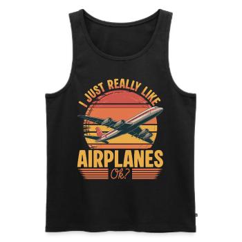 Airplane Kids Travel Pilot Toddler - Men's Premium Organic Tank Top - black - Front - AI Model Male 178 light (178cm)