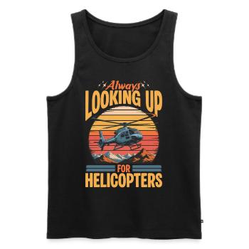 Helicopter funny Pilot - Männer Premium Bio Tank Top - Schwarz - Vorne - AI Model Male 178 light (178cm)