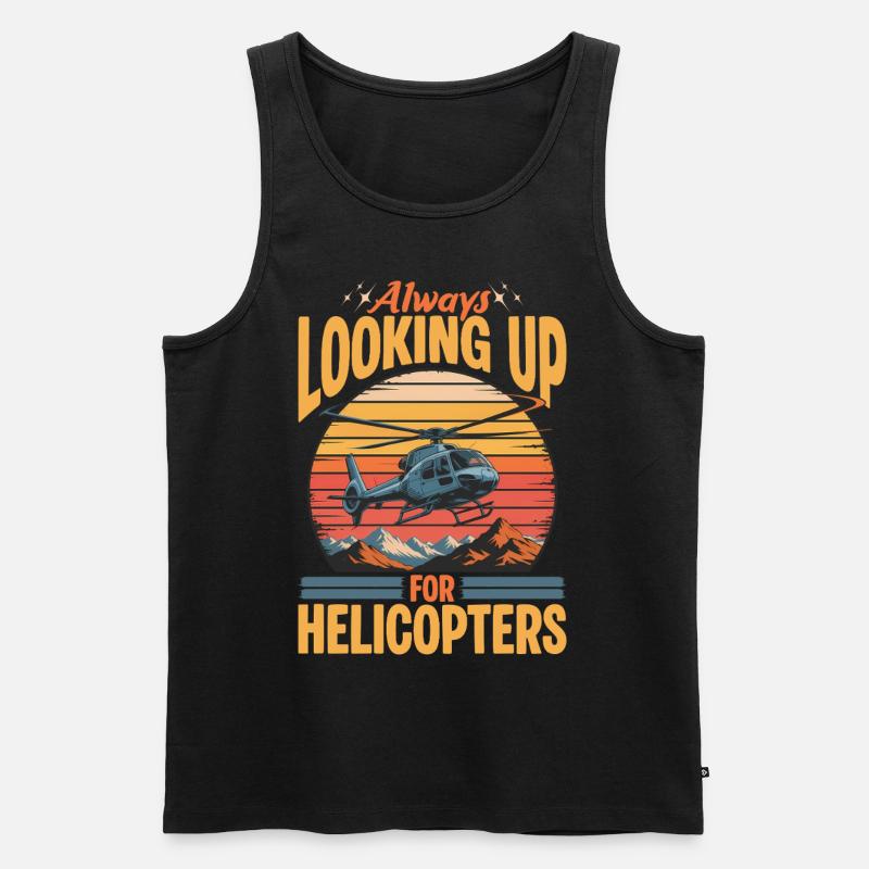Helicopter funny Pilot - Männer Premium Bio Tank Top - Schwarz
