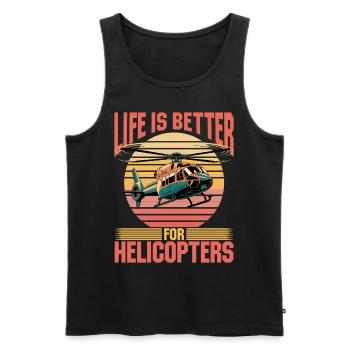 Helicopter funny Pilot - Männer Premium Bio Tank Top - Schwarz - Vorne - AI Model Male 178 light (178cm)