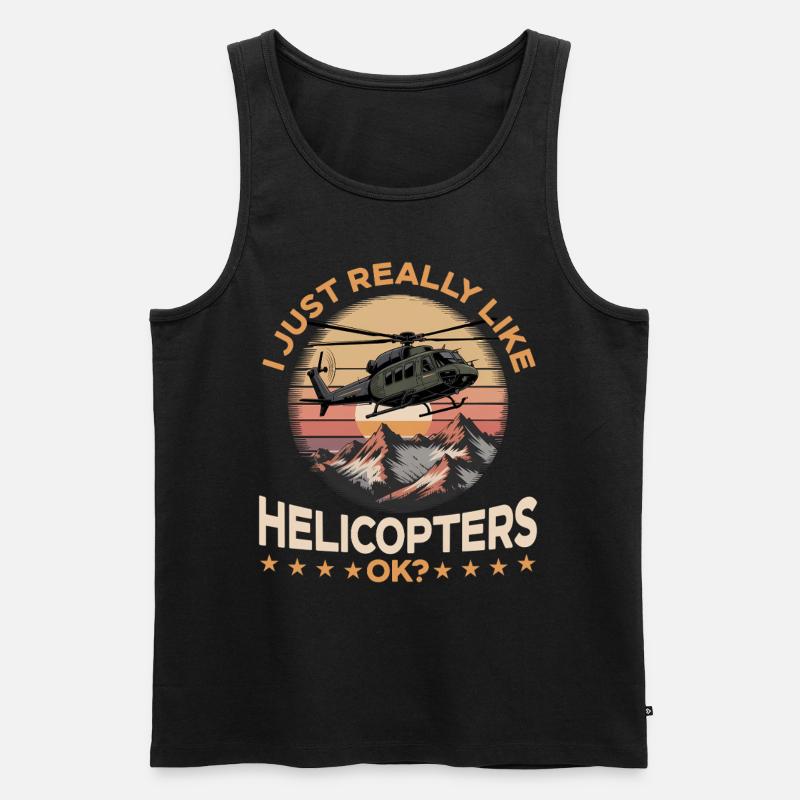 Helicopter funny Pilot - Männer Premium Bio Tank Top - Schwarz