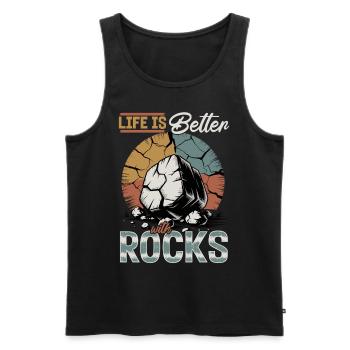 Rocks Geode Hunter Rock Collector Geology - Men's Premium Organic Tank Top - black - Front - Michal (187cm)