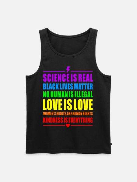 PRIDE RAINBOW LOVE SCIENCE BLACK WOMANS RIGHTS HUM - Men's Premium Organic Tank Top - black