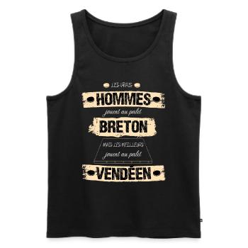 Les vrais hommes jouent au palet Cadeau palet - Débardeur bio Premium Homme - noir - Devant - Michal (187cm)
