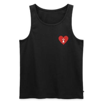 Petit coeur rouge hermine blanche - Bretagne BZH - Débardeur bio Premium Homme - noir - Devant - AI Model Male 178 light (178cm)