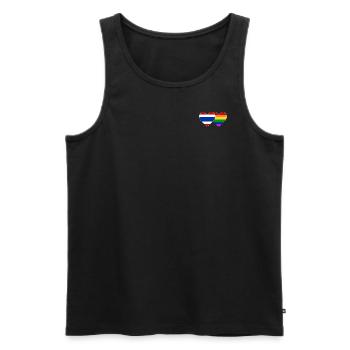 Coeur de drapeau LGBT de Thaïlande - Débardeur bio Premium Homme - noir - Devant - AI Model Male 178 light (178cm)