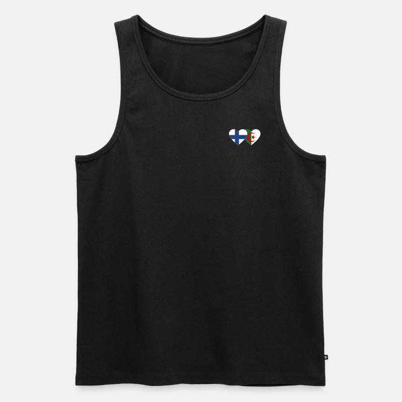 Finnland Algerien Flagge Herz - Männer Premium Bio Tank Top - Schwarz