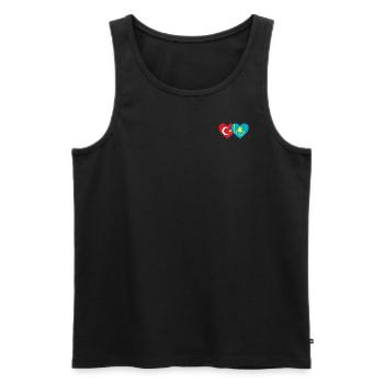 Turquie Kazakhstan Drapeau Coeur - Débardeur bio Premium Homme - noir - Devant - AI Model Male 178 light (178cm)