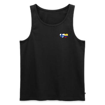 Finlande Colombie Drapeau Coeur Utilisé - Débardeur bio Premium Homme - noir - Devant - Michal (187cm)