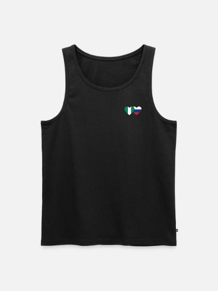 Nigeria Russie Drapeau Coeur - Débardeur bio Premium Homme - noir