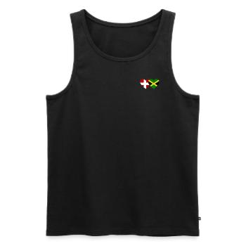 Danemark Jamaïque Drapeau Coeur - Débardeur bio Premium Homme - noir - Devant - Michal (187cm)