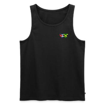 Cuba, Jamaïque, Drapeau, Coeur - Débardeur bio Premium Homme - noir - Devant - AI Model Male 178 light (178cm)