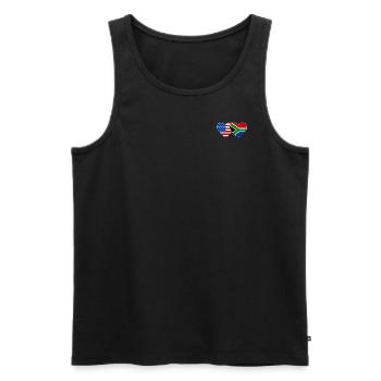 États-Unis, Afrique du Sud, drapeau, forme de coeur - Débardeur bio Premium Homme - noir - Devant - AI Model Male 178 light (178cm)
