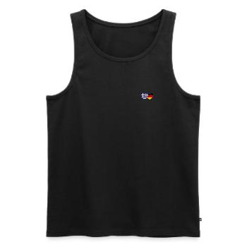 Grèce Allemagne Drapeau Cœur - Débardeur bio Premium Homme - noir - Devant - Michal (187cm)