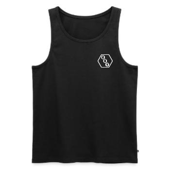 Logo Weiß klein - Männer Premium Bio Tank Top - Schwarz - Vorne - Michal (187cm)
