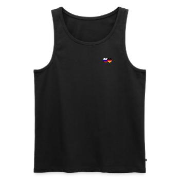 Russie Allemagne Drapeau Cœur - Débardeur bio Premium Homme - noir - Devant - Michal (187cm)