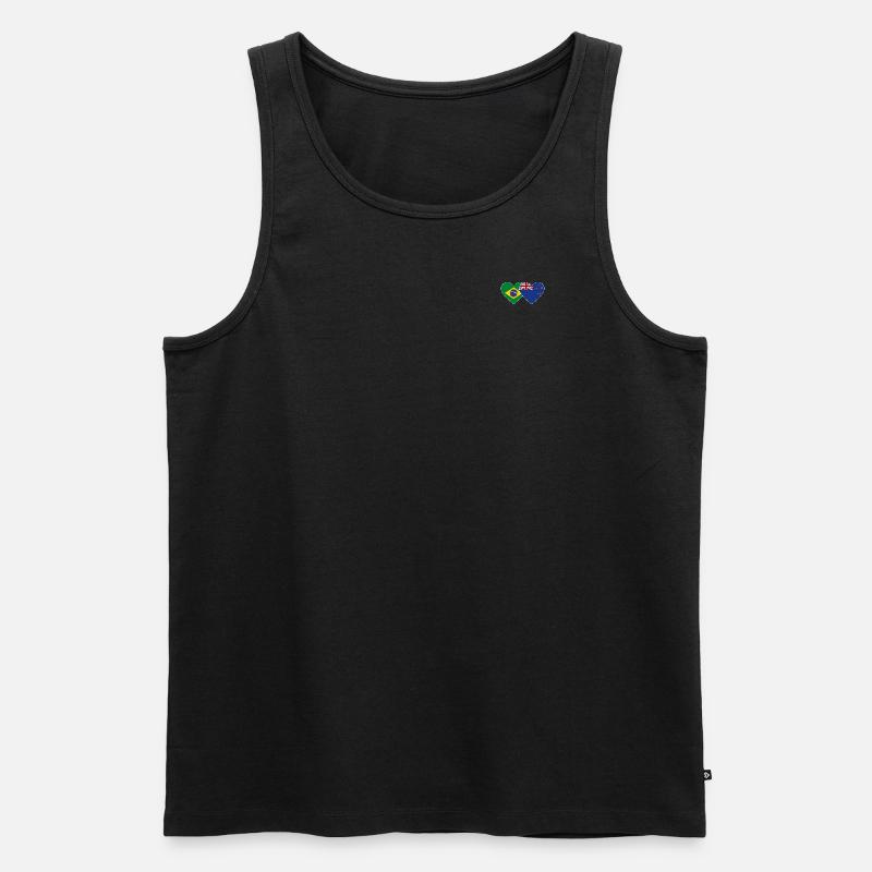 Brasilien Neuseeland Flagge Herz - Männer Premium Bio Tank Top - Schwarz