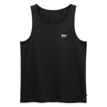 Uruguay Greece Heart Flag - Men's Premium Organic Tank Top - black - Front - AI Model Male 178 light (178cm)