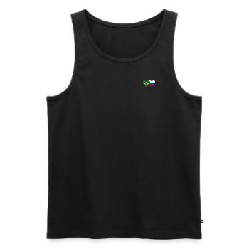 Brésil Russie Flag Coeur - Débardeur bio Premium Homme - noir - Devant - Michal (187cm)