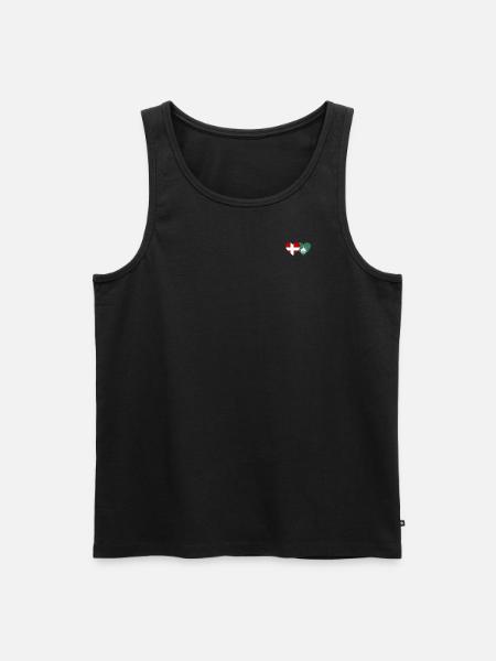 Denmark Macau Flag Heart - Men's Premium Organic Tank Top - black