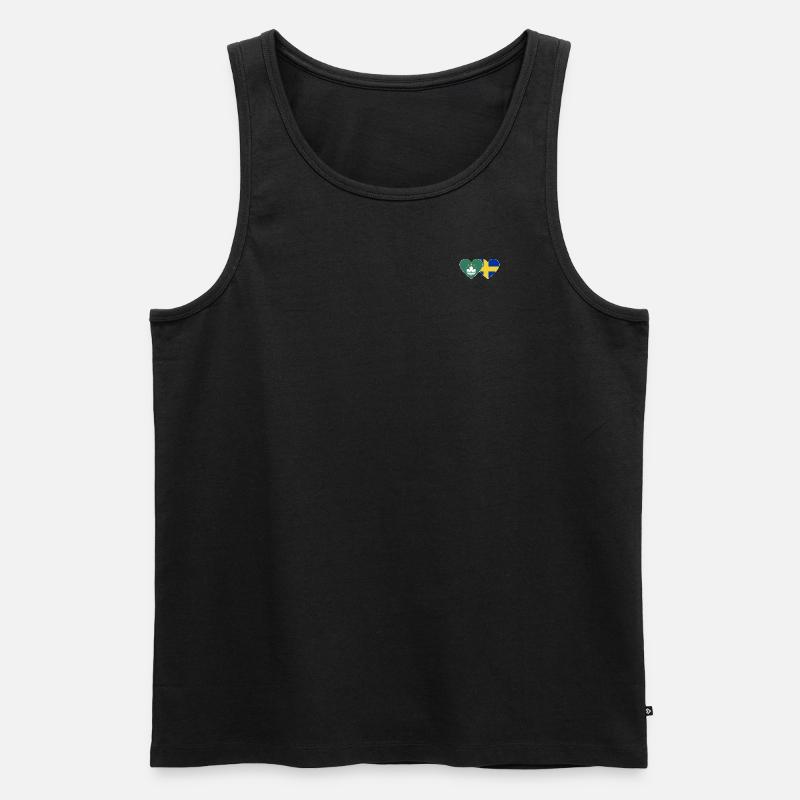 Macau Schweden Flagge Herz - Männer Premium Bio Tank Top - Schwarz