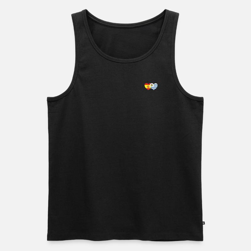 Spanien Uruguay Flagge Herz - Männer Premium Bio Tank Top - Schwarz