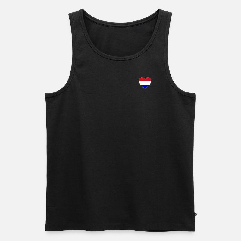 Holland Flagge Herz - Männer Premium Bio Tank Top - Schwarz